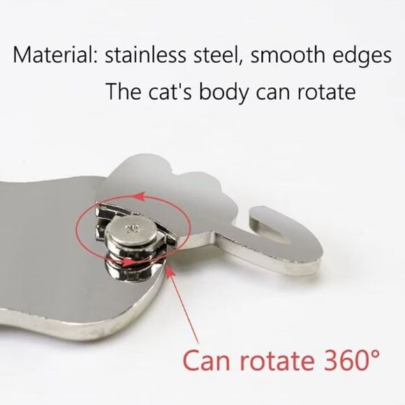 Kawaii Silver Cat Keychain • Rotating Body Charm • Cute Accessory - New - Picture 7 of 8